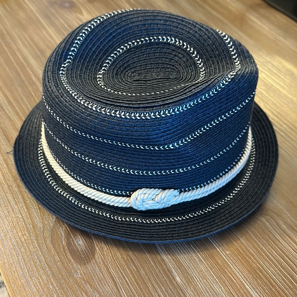 Grey and cream hat